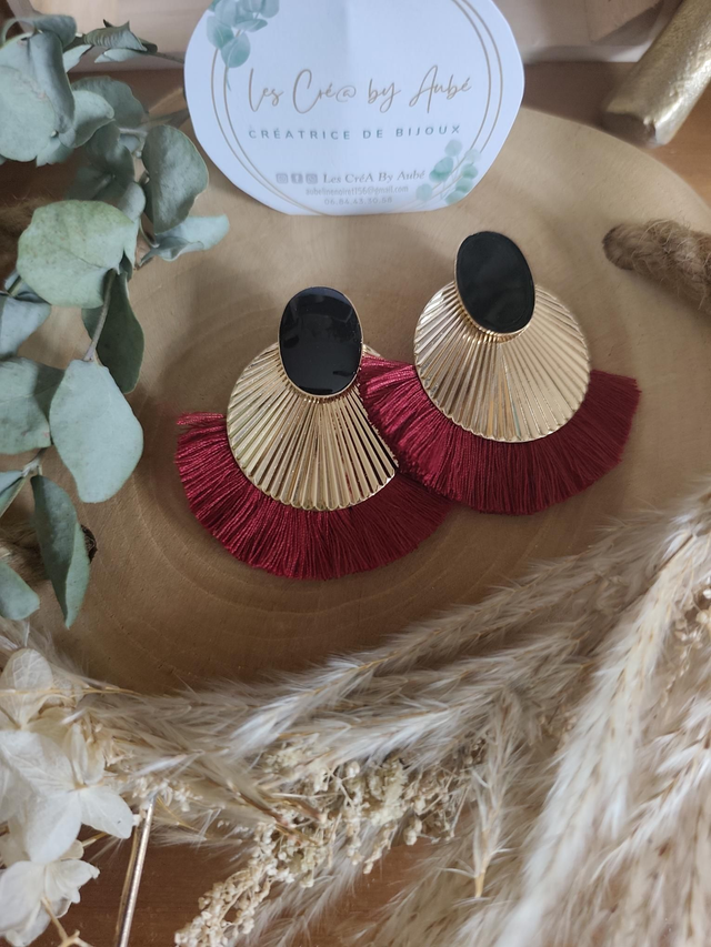 BO BOHEME GOLD/ POMPONS BORDEAUX 0000703