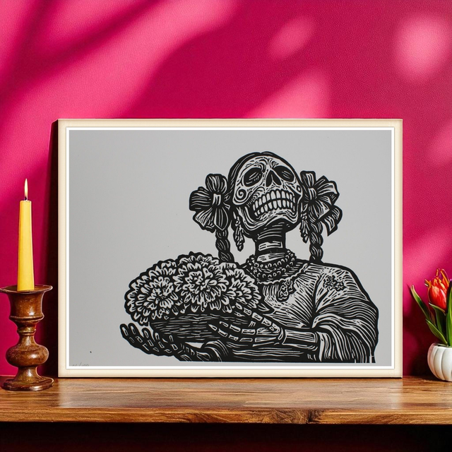 Linogravure Catrina &quot;Yolitia&quot; 