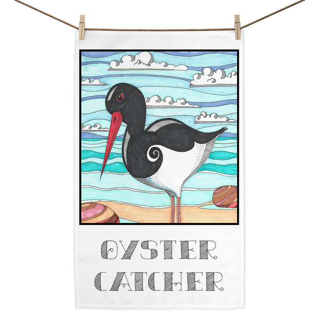 Oystercatcher tea towel
