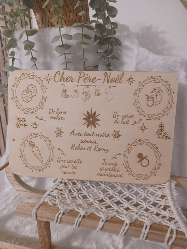 🎅 Plateau du Père Noël en bois – Spécial rituel de la tétine et gourmandises de Noël ✨