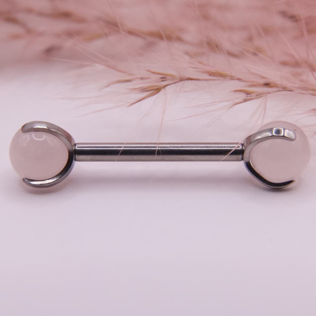 Barbell Pierres Naturelles Quartz Rose 