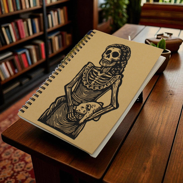 Carnet de note kraft avec spirale Catrina - illustration "Cihuatl"