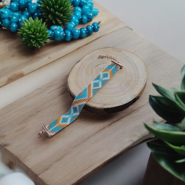 Bracelet tons bleu et jaune