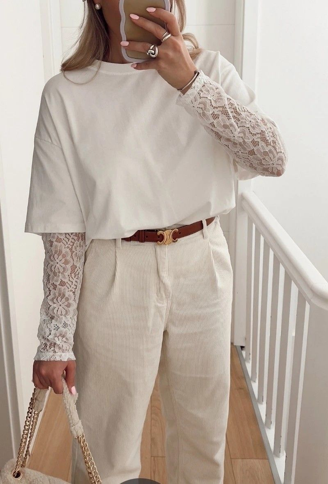 T-shirt blanc avec dentelles