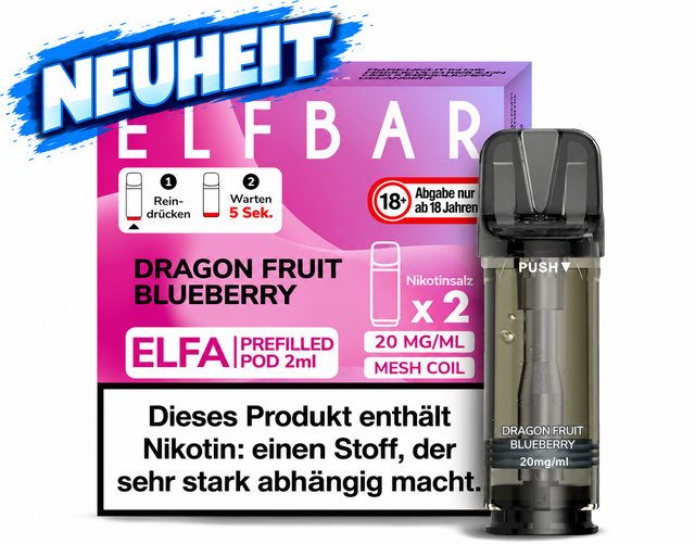 ELFBAR ELFA Pods – Dragon Fruit Blueberry – 20 mg/ml – 2er Pack