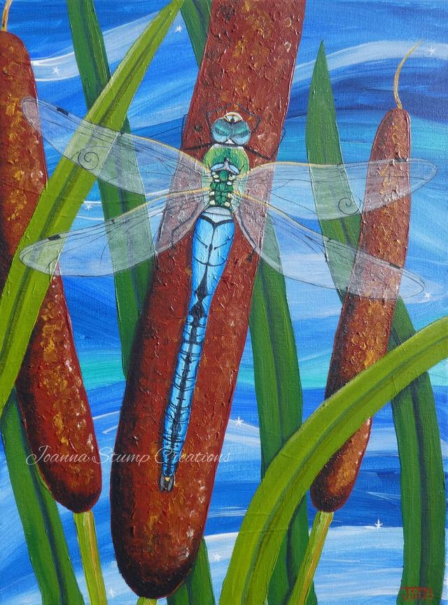 Lovely Original Fine Art Painting, from my "Beautiful Bugs" collection, "Let the Clean Rivers Flow" 