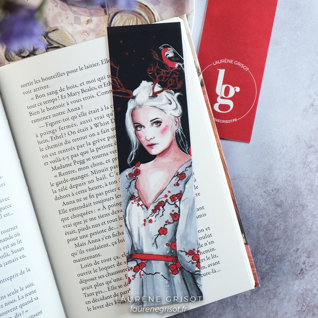 Girls with red birds (bookmark)