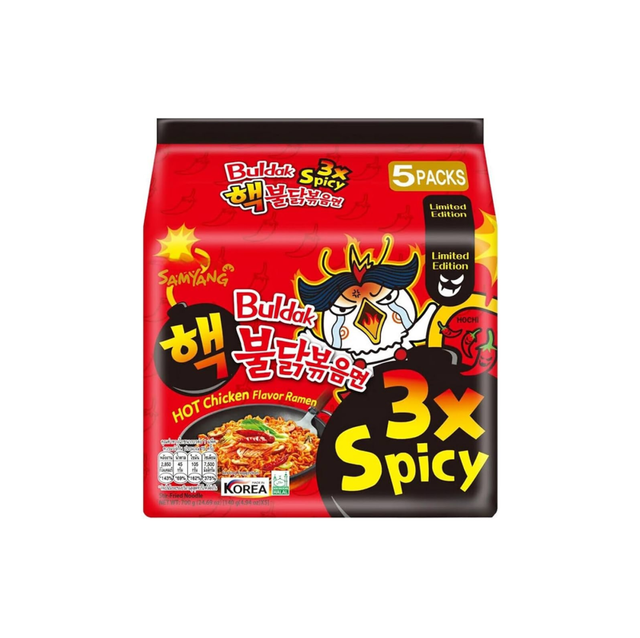 buldak noodles coreano gusto 3x spicy 韩国火鸡面3倍辣