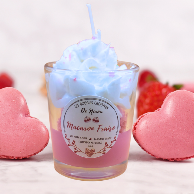 Bougie Gourmande Macaron Fraise XS