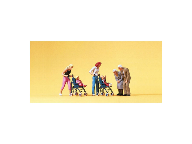 maman bébé en poussette preiser 10493 H0