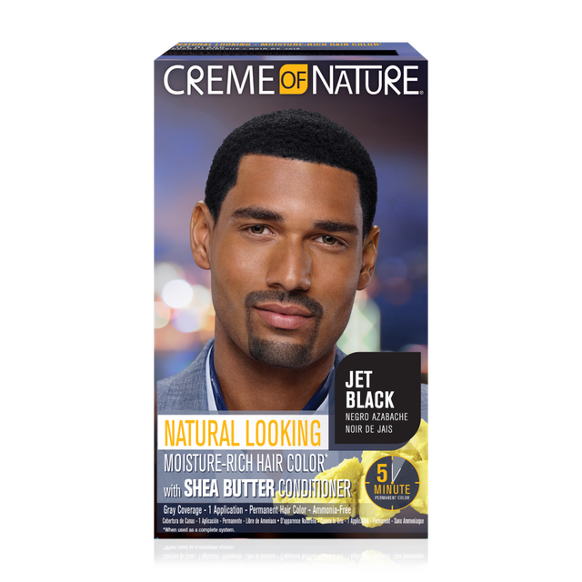 Creme of Nature Hair Color for Men Natural Looking Moisture-Rich* Liquid Hair Color with Shea Butter Conditioner Jet Black
