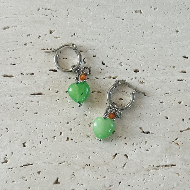 Oorbellen hartje groen 