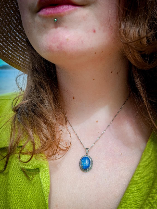 Pendentif Argent 925 &amp; Lapis Lazulite 