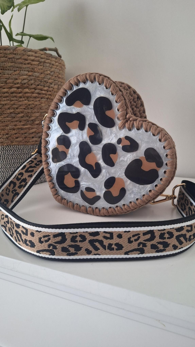 Sac résine leopard et crochet camel