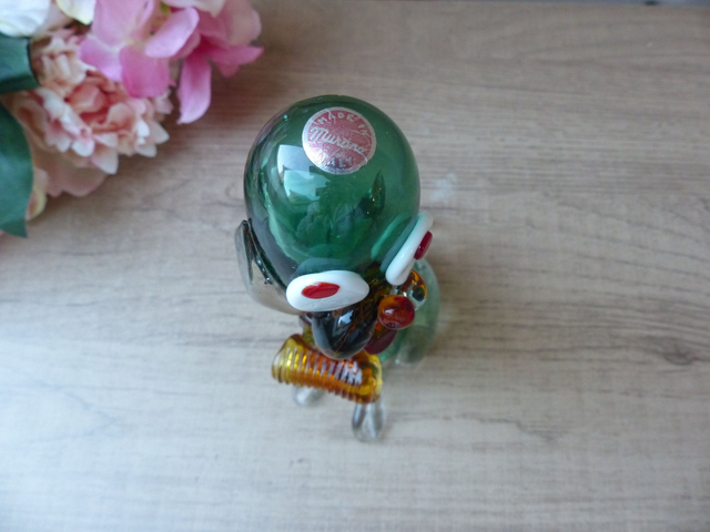 Sculpture Murano de Collection Adorable Chien Joueur en Verre, Figurine Chien en Verre Soufflé Presse Papier Décoration Maison, Art du Verre