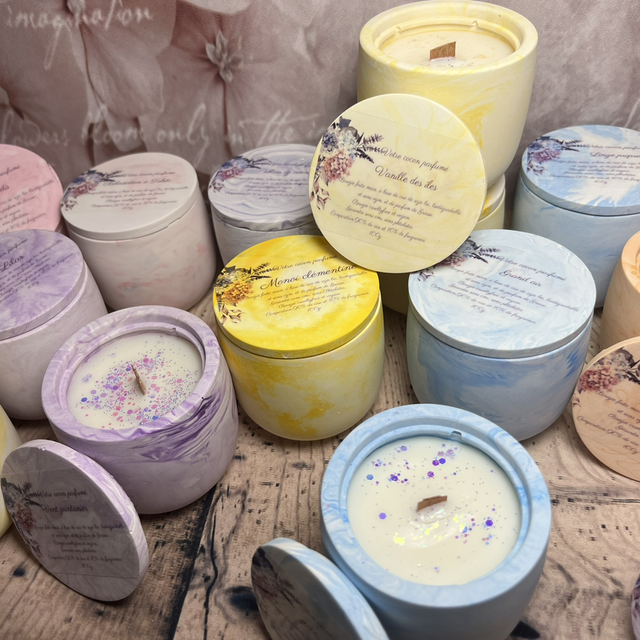 Bougies mèches en bois parfums frais et estival