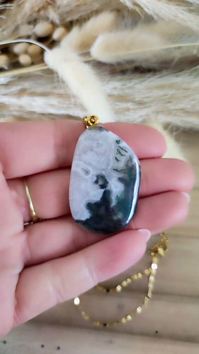 Pendentif "Isis" Agate mousse