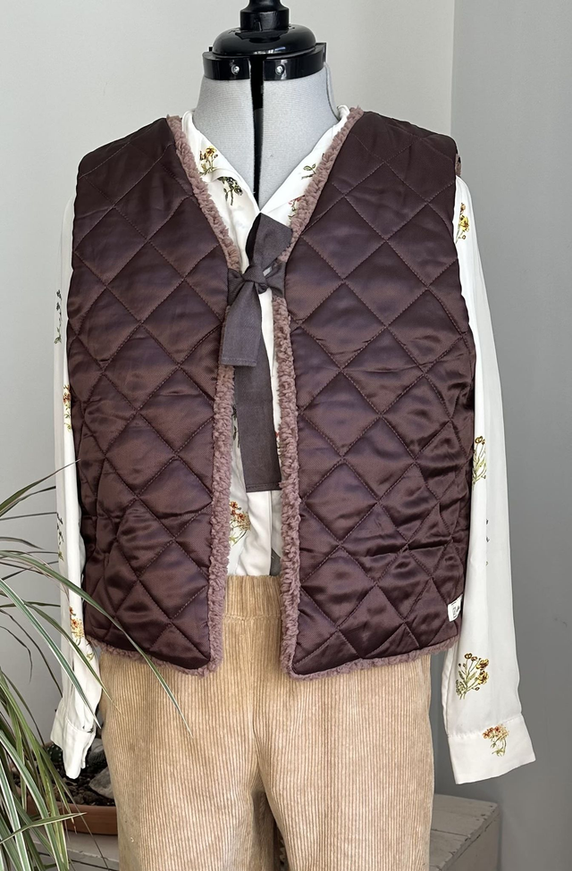 Doudoune sans manches réversible marron