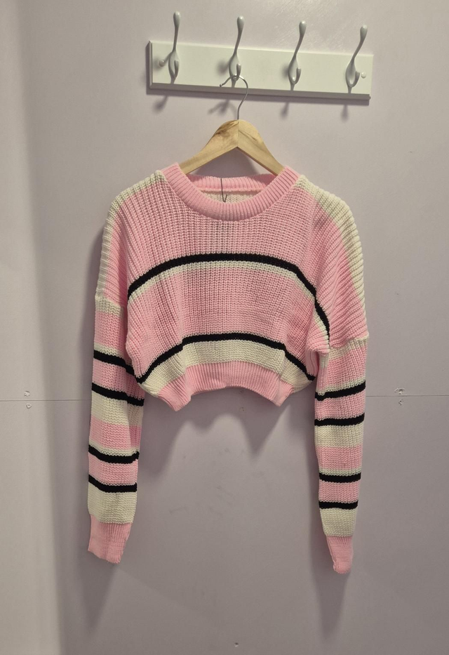 Colour Block Knitted Crop Jumper