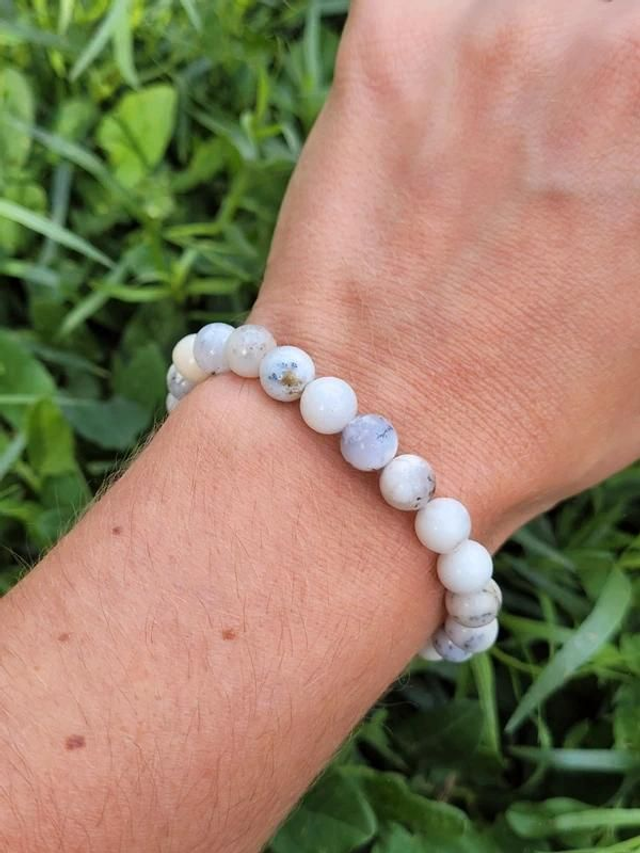 Opale Dentrite - Bracelet avec perles de 8 mm