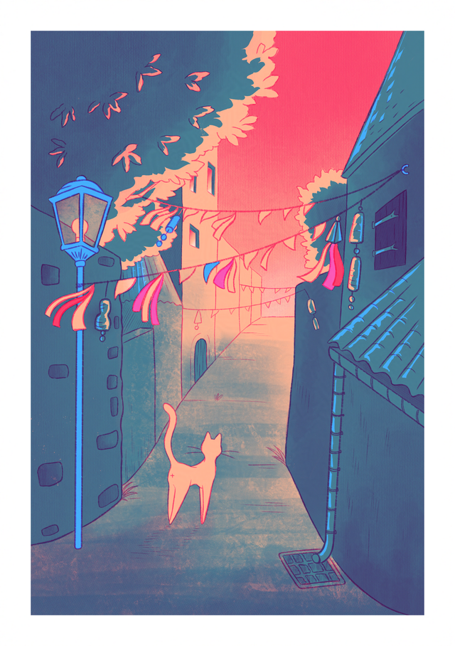 Carte aquarelle - Une petite ruelle