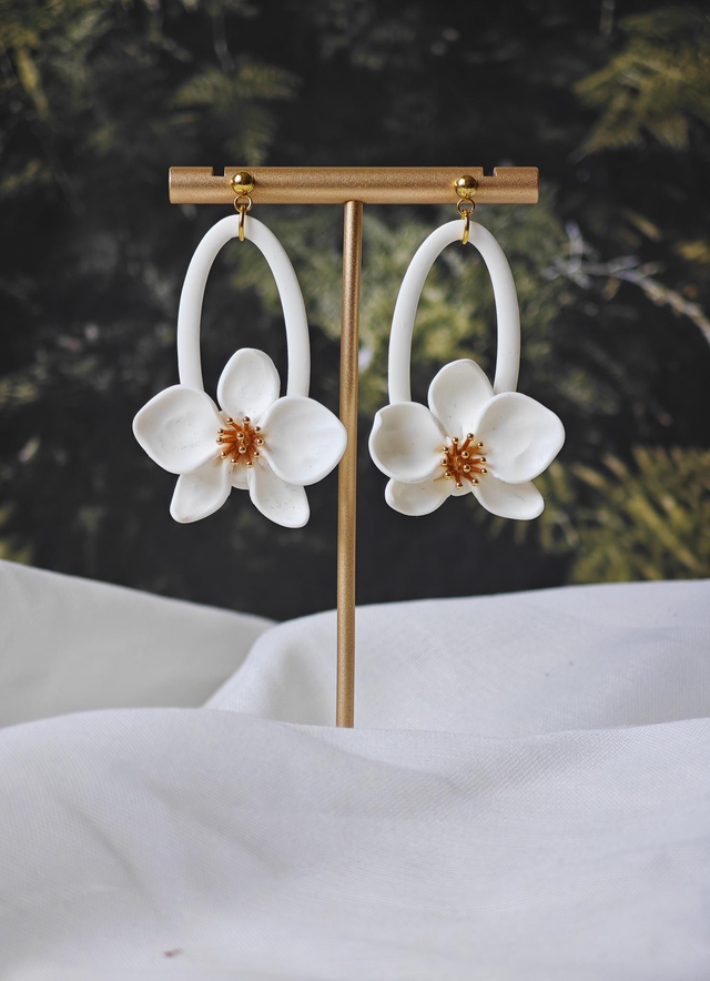 LJFW Kolekcija - Veliki beli uhani Orhideja 