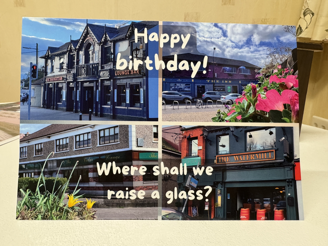 Raheny Pubs Birthday card