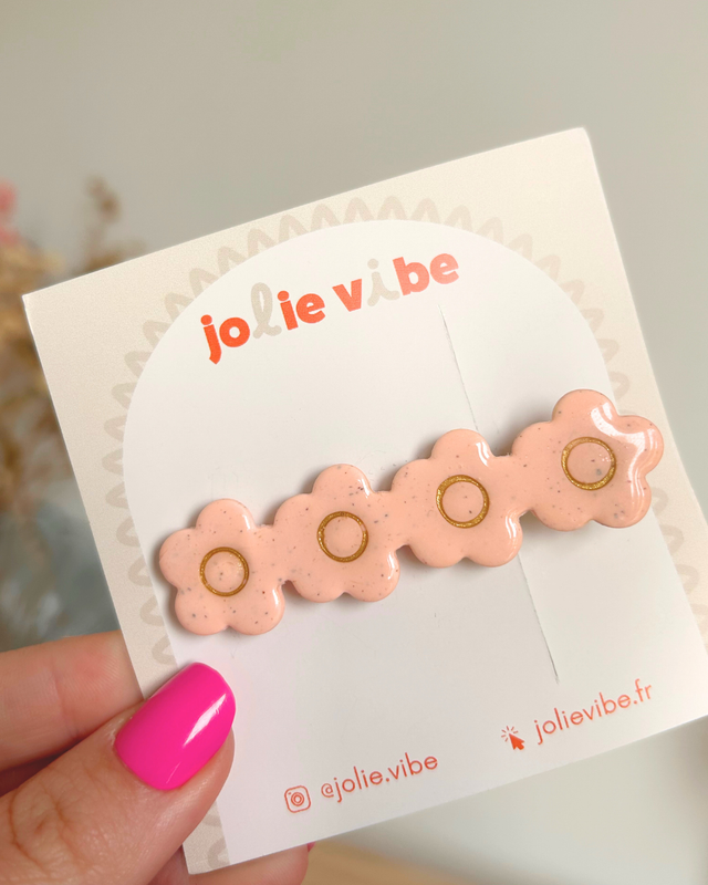 Barrette fleurs - rose pastel