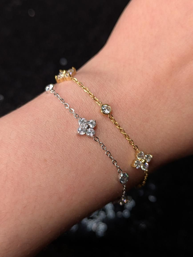 Bracelet fleur zirconium 