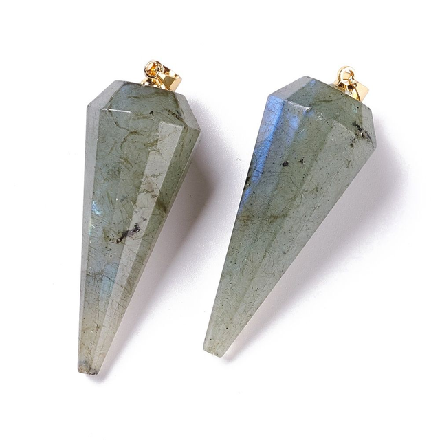 Labradorite Facetté en cône - Pendule Radiesthésie.