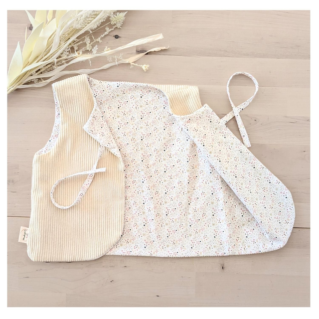 Noël – Ensemble blouse + gilet – Taille 2 ans - Tissu coton rose à étoiles roses