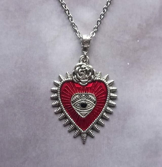 Red Sacred Heart Necklace 