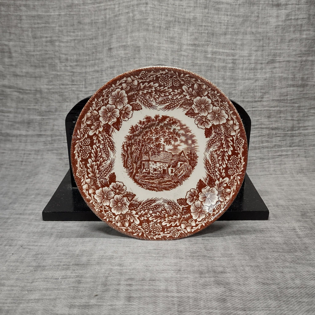 J. Broadhurst | Schoteltje (diameter 14,0 cm | hoogte 2,0 cm) &#039;English Country Taverns&#039; motief in bruine kleur | Vintage