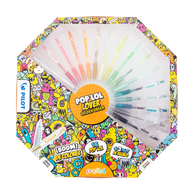 Set Lápices Gel Pop´Lol 0.7 16 un Golden Green