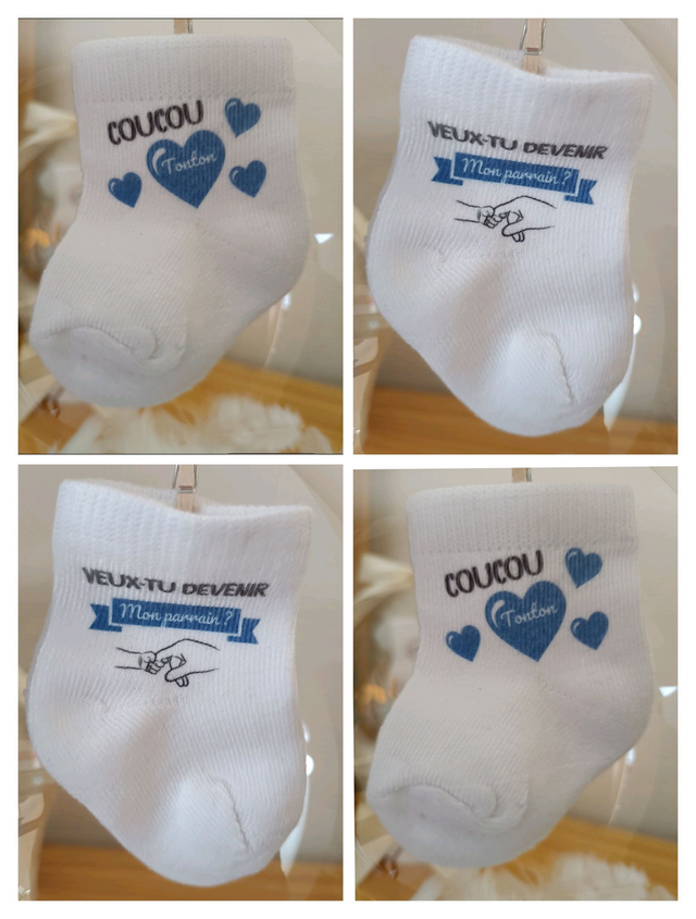 Chaussettes demande parrain personnalisables - Motif coeur ❤️ 