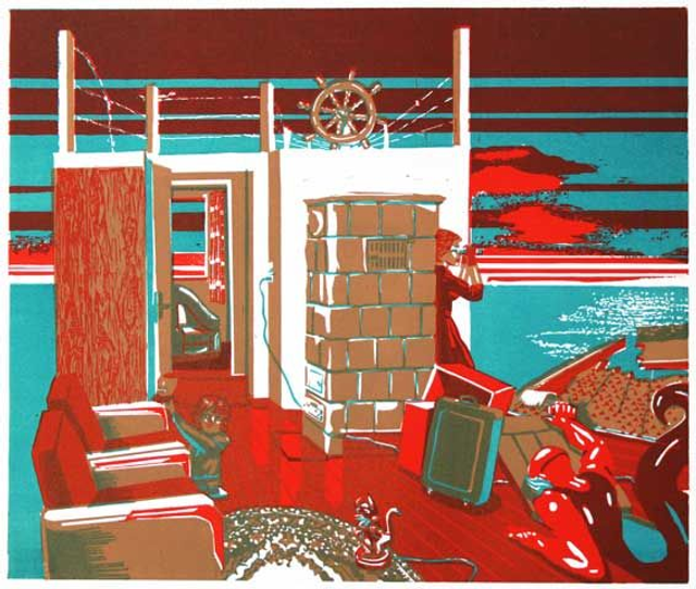 Linolschnitt "Fluchtversuch" / Linocut "Attempt to Escape"