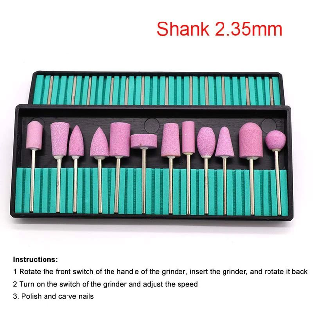 Σετ 12 Τεμαχίων Τροχολίθων (Bits) για Τροχό Νυχιών | Χαλαζία για Λείανση & Σμίλευση