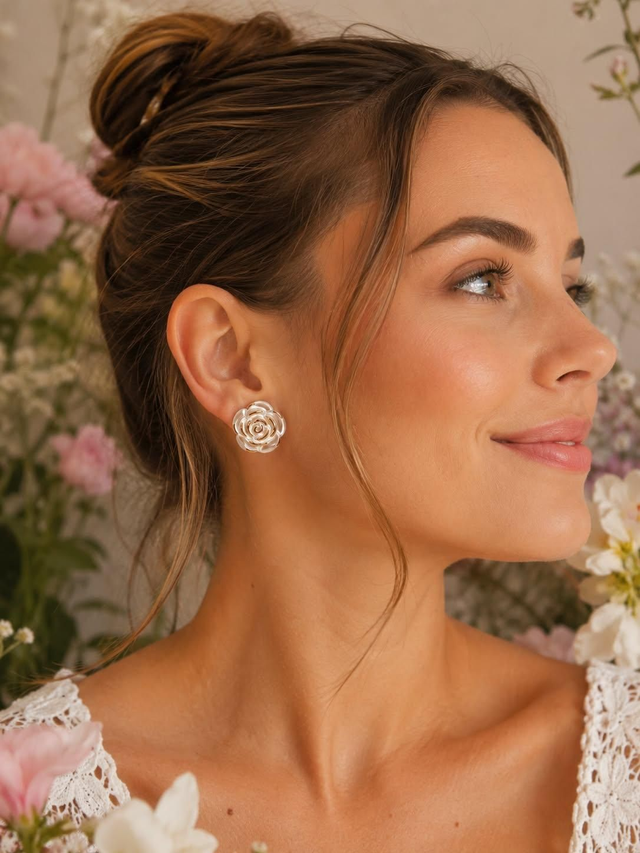 Boucles d’oreilles fleurs nacrées