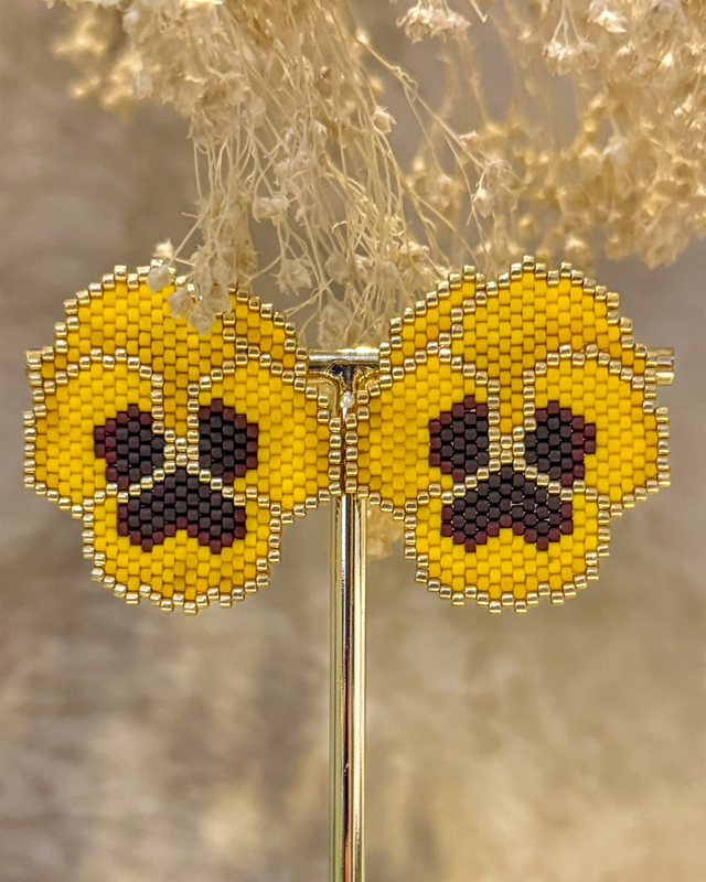 Pensées - Boucles d'oreilles tissées main