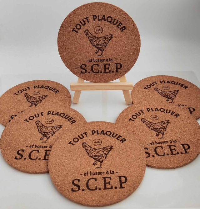 Lot de 6 dessous de verre en liège – OSS 117 SCEP – Ø 10 cm