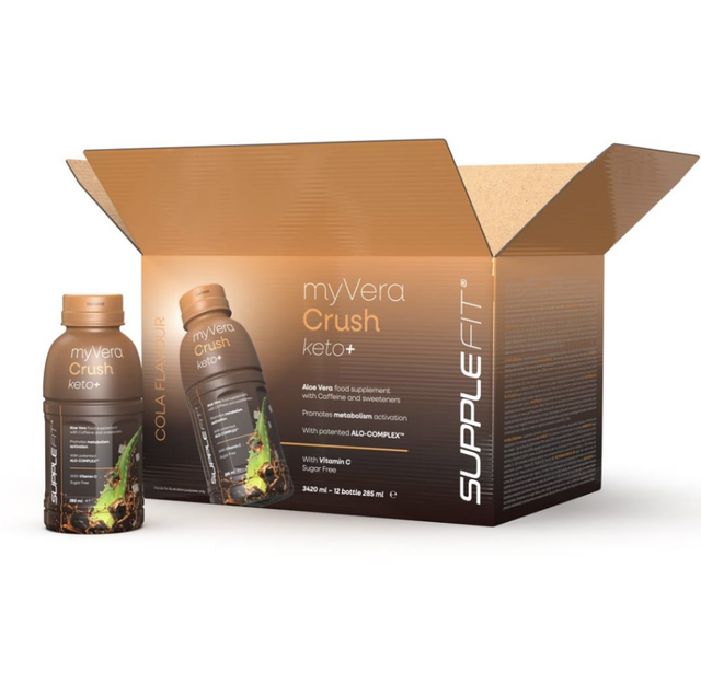 MyVera Crush Keto + | Nahrungsergänzungsmittel mit Koffein &‘ Süssungsmitteln in Einzelflaschen à 285ml (12-er Pack) 
