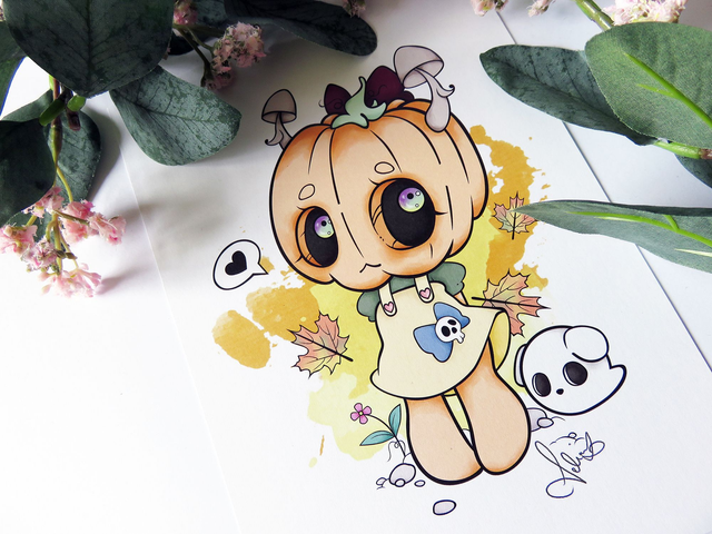 Pumpkin Girl A5 Print