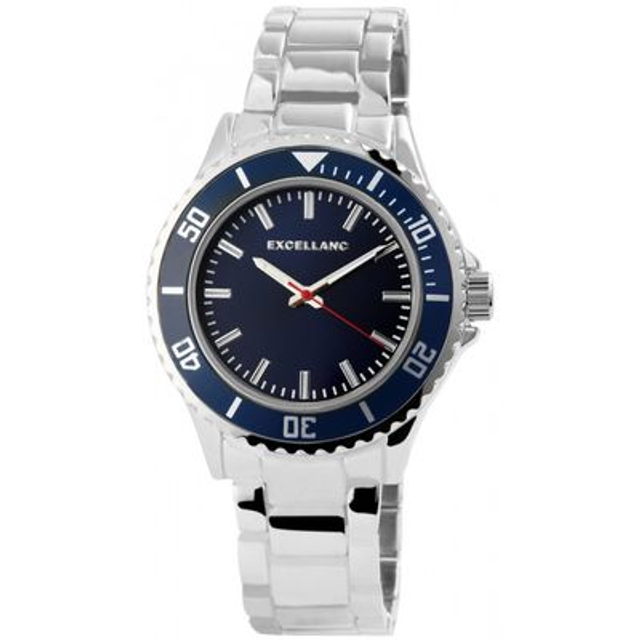 Montre marque Excellanc sport homme bracelet acier inoxydable argenté