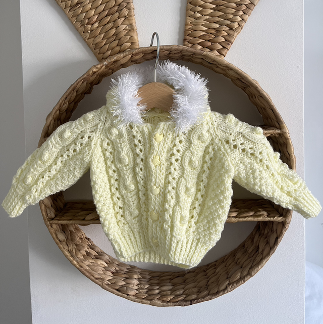 Yellow fluffy hood Cardi 