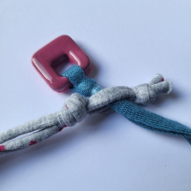 Knitted Yarn Necklace - Dusty Blue/Grey Spot