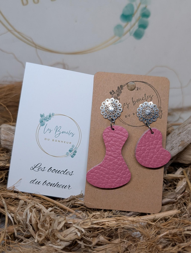Boucles d'oreilles Jumelle rose ju010