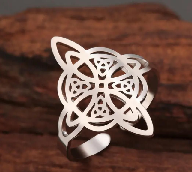 Bague noeud de sorcière 23mm - ajustable - en acier inoxydable 