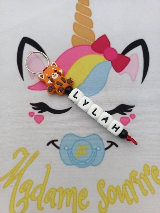 Porte clés 1 branche Panda Roux