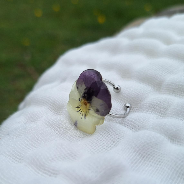 Bague petite Pensée • Viola cornuta • argenté 