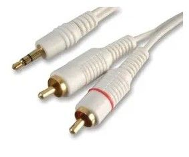 Audio Lead, 3m 3.5mm TRS to 2 x Phono, White